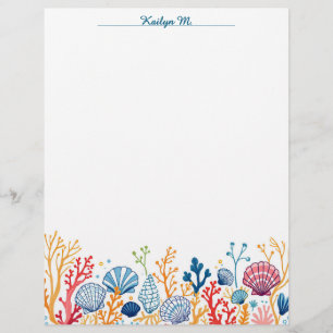 Shell and Coral Border Custom Letterhead