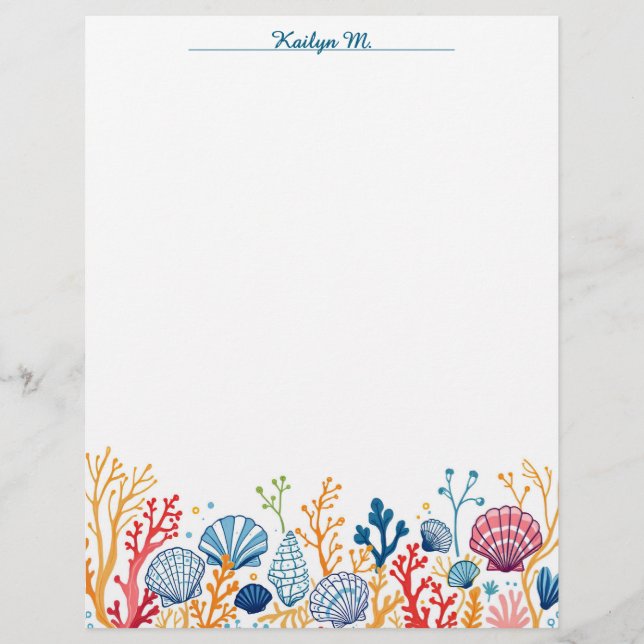 Shell and Coral Border Custom Letterhead (Front)