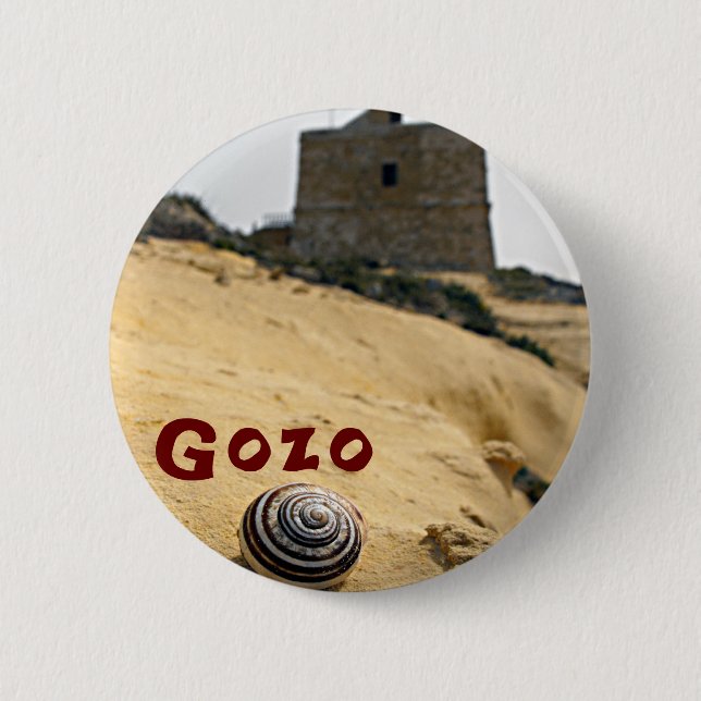 Shell and Tower, Gozo, Malta 6 Cm Round Badge (Front)