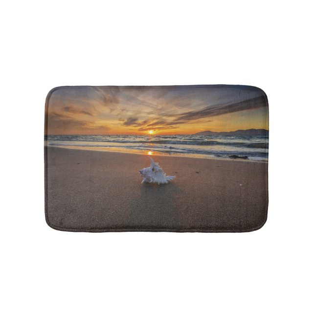 Shell At The Beach At Sunset | Kos Island Bath Mat (Front)
