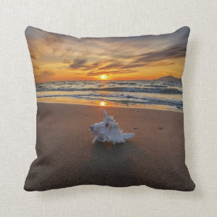 Shell At The Beach At Sunset Kos Island Cushion