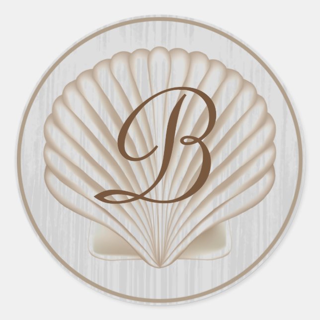 Shell B Monogram Classic Round Sticker (Front)