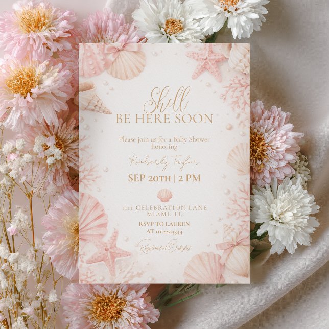 Shell Be Here Soon Girl Baby Shower Invitation (Creator Uploaded)