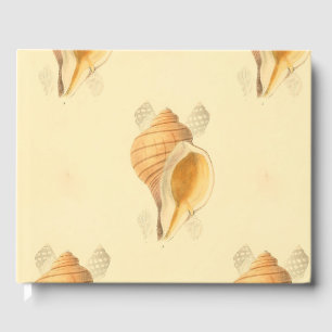 shell beach art design bright sun guest book