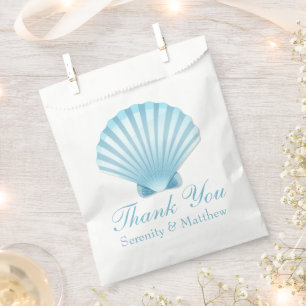 Shell Beach Blue Nautical Wedding Thank You Favour Bags
