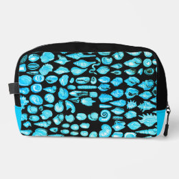 Shell- Black Splash- Aqua Blue Toiletry Bag