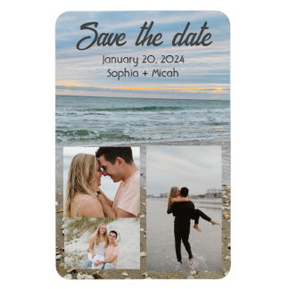 Shell blue beach magnet save-the-date template
