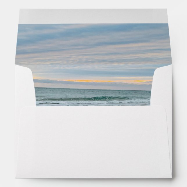 Shell blue beach wedding invitation envelope (Back (Bottom))