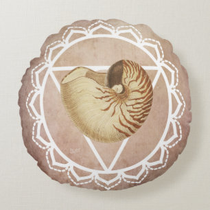 Shell Chakra Red Round Cushion