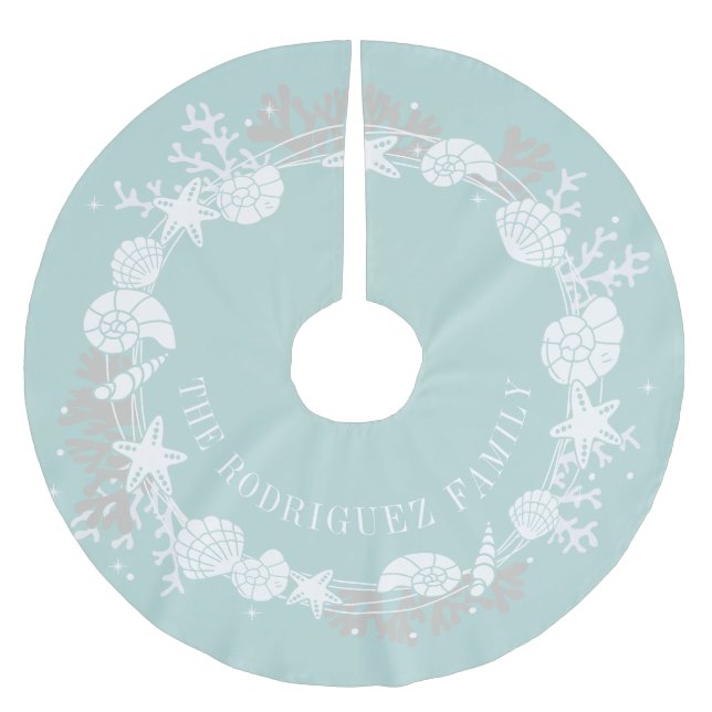 Shell Christmas Wreath Tree Skirt (Front)