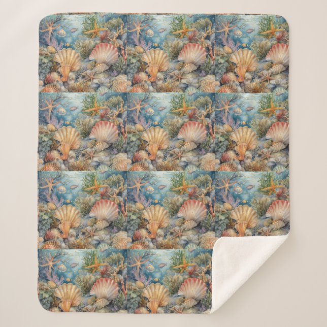 Shell Design Sherpa Blanket  (Front)