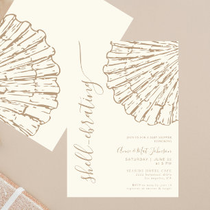 Shell-ebrating Coastal Clamshell Beige Baby Shower Invitation
