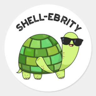 Shell-ebrity Funny Celebrity Tortoise Pun Classic Round Sticker