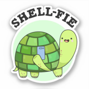 Shell-fie Funny Tortoise Selfie Pun 