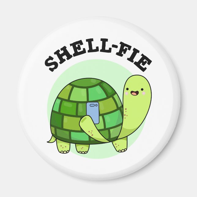 Shell-fie Funny Tortoise Selfie Pun Magnet (Front)