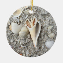 Shell Heart Spiral on Beach ornament personalised