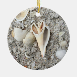 Shell Heart Spiral on Beach ornament personalised