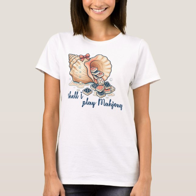 Shell I Play Mahjong Coastal T-Shirt (Front)