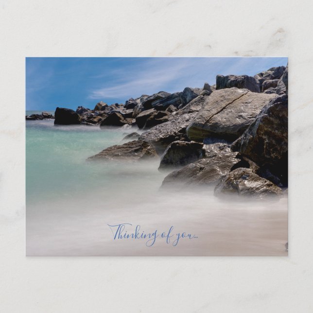 Shell Island Rocks And Waves Thinking Of You Postcard (Front)