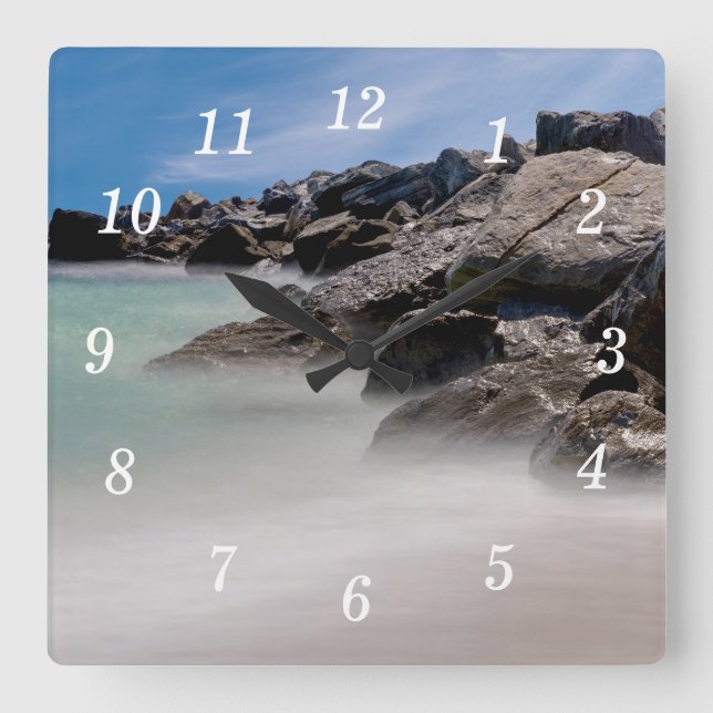 Shell Island Rocks And Waves Wall Clock (Front)