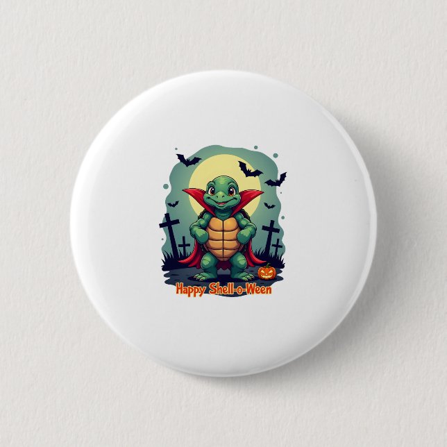 Shell-o-Ween Turtle 6 Cm Round Badge (Front)