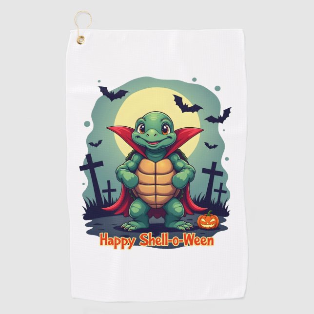 Shell-o-Ween Turtle Golf Towel (Front)