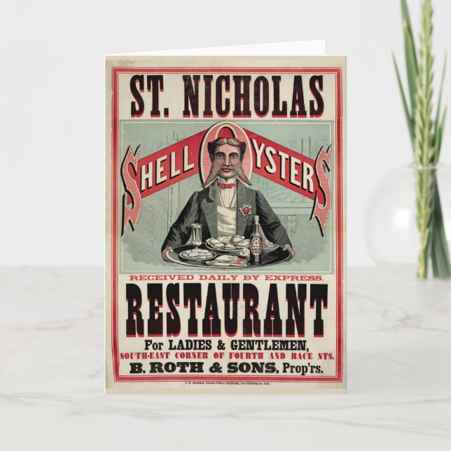 Shell Oysters Vintage Advertisement Holiday Card (Front)