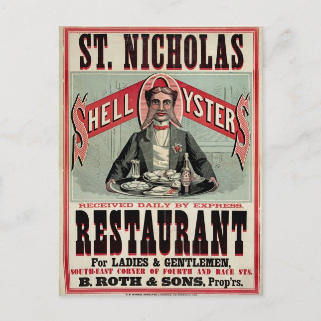 Shell Oysters Vintage Advertisement Postcard (Front)