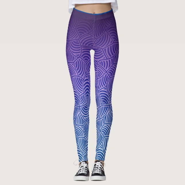 Shell pattern 02.nbg Blue BG Leggings (Front)