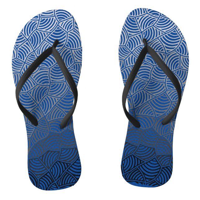 Shell pattern.04.w DBlue BG Jandals (Footbed)