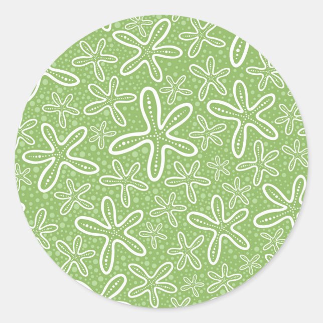 Shell Pattern On Spotted Background Classic Round Sticker (Front)