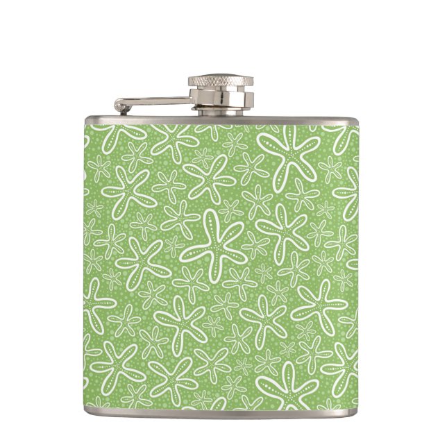 Shell Pattern On Spotted Background Hip Flask (Front)