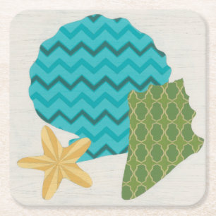 Shell Patterns II Square Paper Coaster