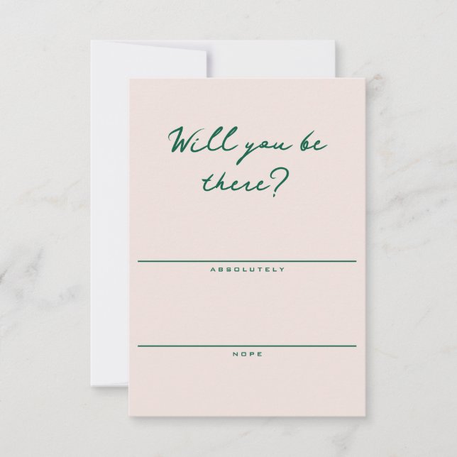 Shell Pink and Green Simple RSVP Card (Front)