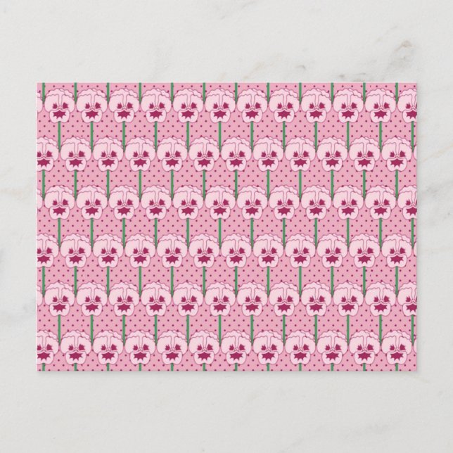 Shell pink pansies - retro wallpaper pattern postcard (Front)