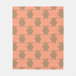 Shell Pink Sea Turtle Fleece Blanket