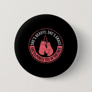 She'll Punch You In The Face Boxing Girl Kickboxin 6 Cm Round Badge