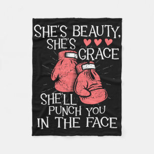 She'll Punch You In The Face - Kickboxer Kickboxin Fleece Blanket