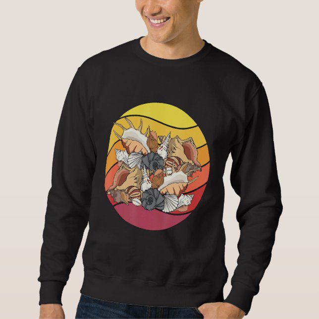 Shell Retro Sunset Mussel Clam Seashell Shells Sweatshirt (Front)