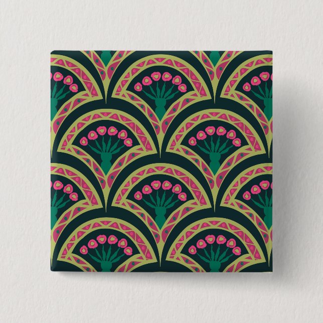 shell shaped green pattern 15 cm square badge (Front)