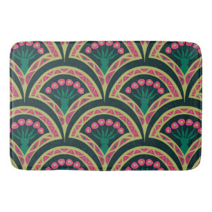 shell shaped green pattern bath mat