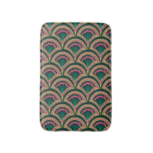shell shaped green pattern bath mat