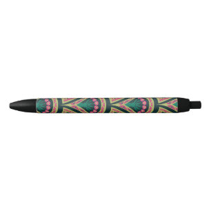 shell shaped green pattern black ink pen