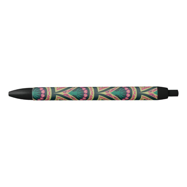 shell shaped green pattern black ink pen (Front)