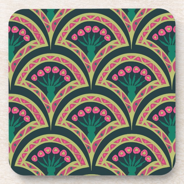 shell shaped green pattern coaster (Front)