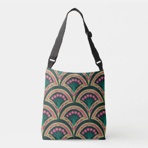 shell shaped green pattern crossbody bag
