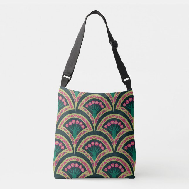 shell shaped green pattern crossbody bag (Front)