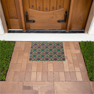 shell shaped green pattern doormat
