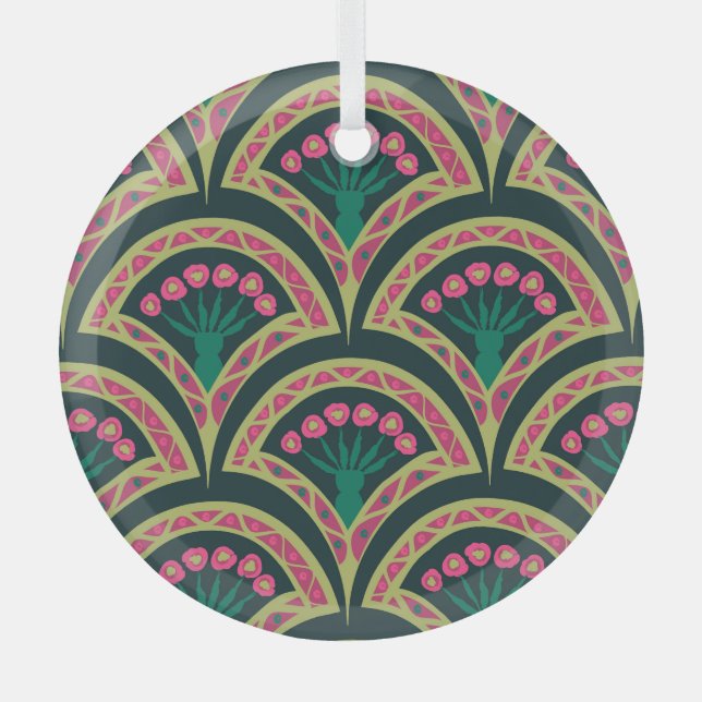 shell shaped green pattern glass tree decoration (Front)
