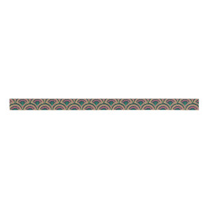shell shaped green pattern grosgrain ribbon